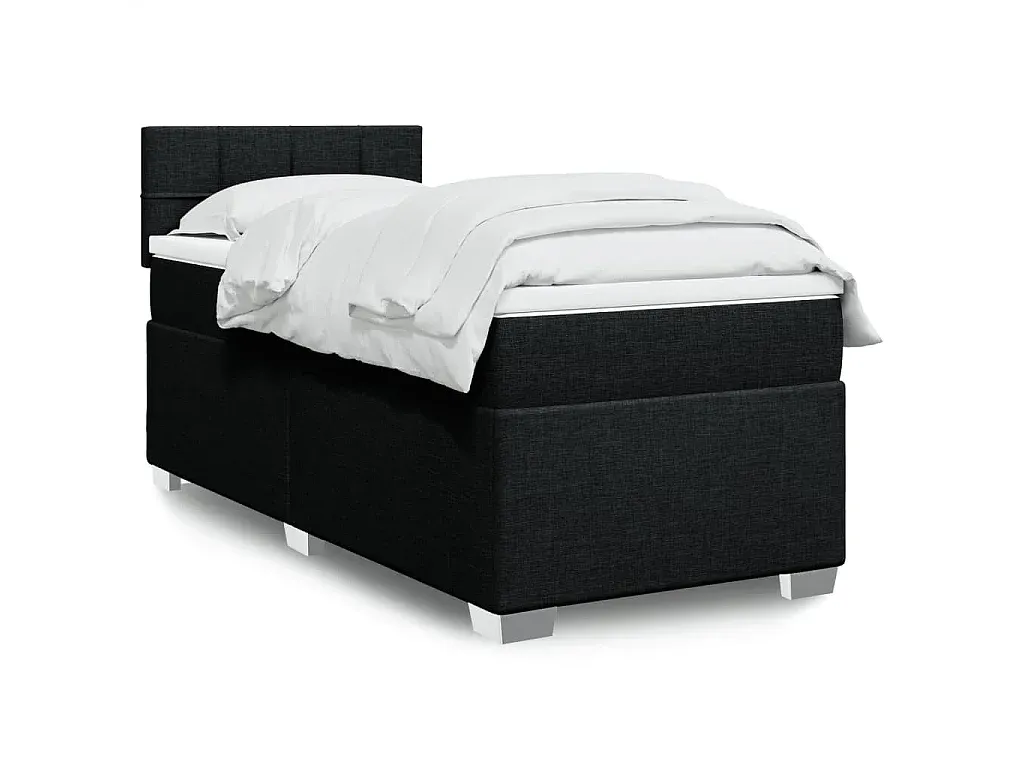 Komfortables Bett mit Matratze, Schwarz, 90x190 cm