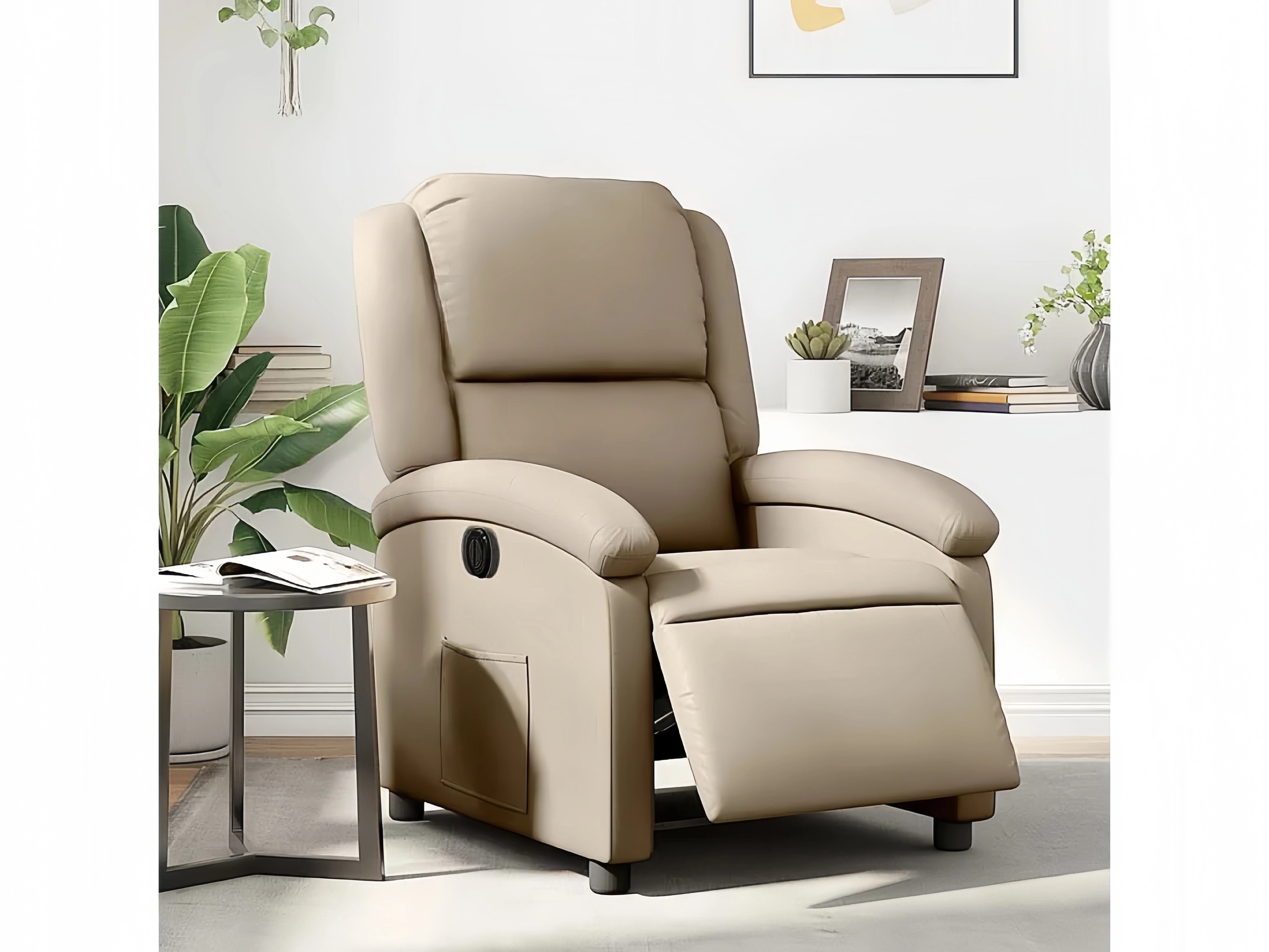 Elektrischer Relaxsessel in Kunstleder Cappuccino-Braun