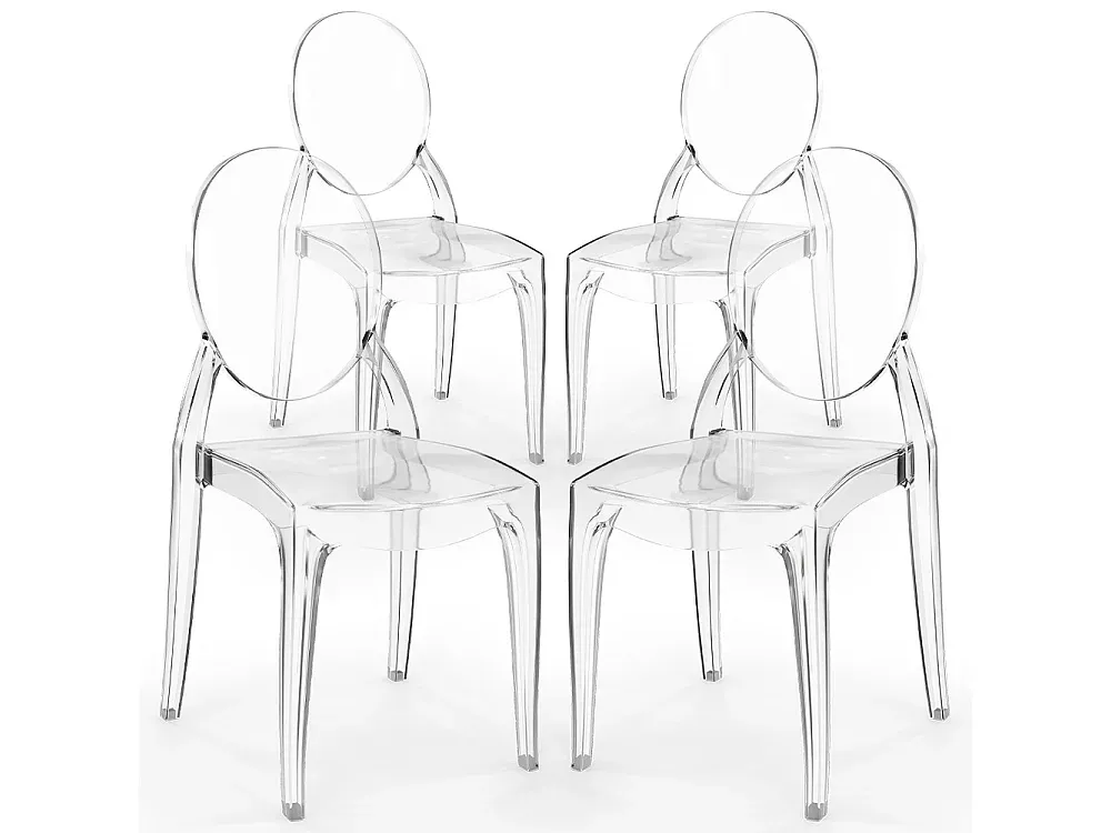 Transparente Esszimmerstühle im 4er-Set