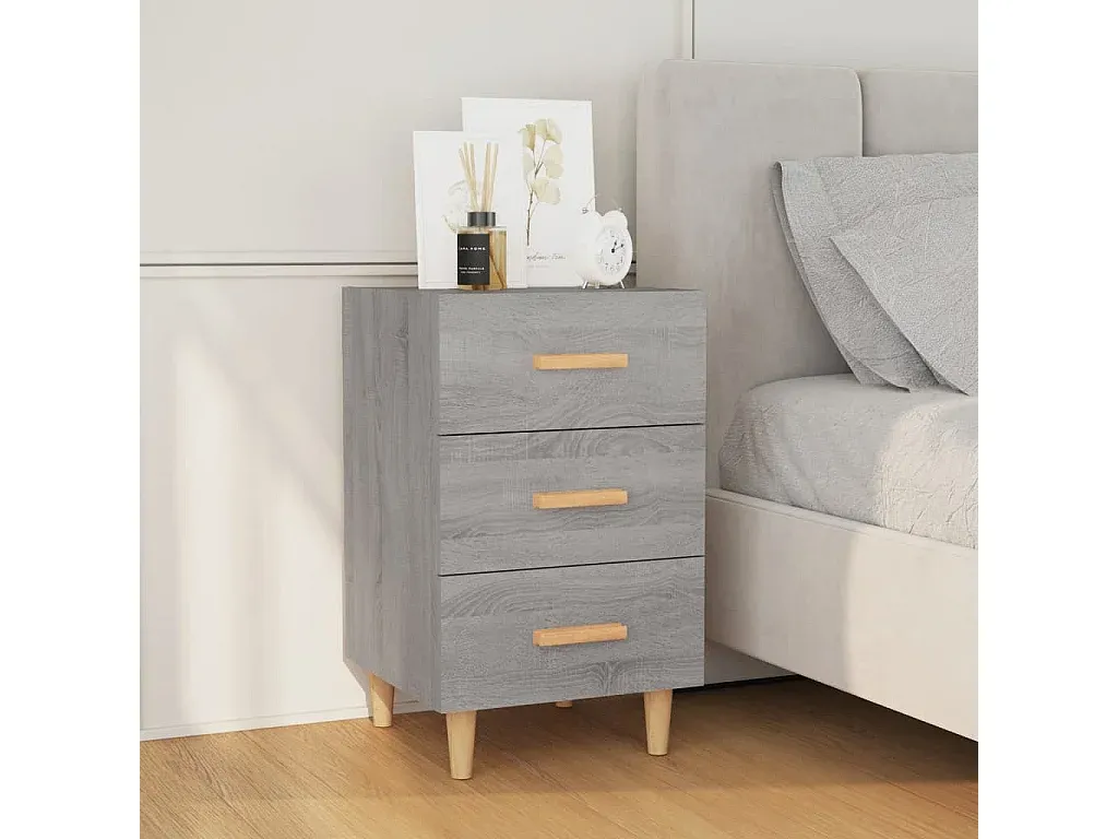 Moderner Nachttisch in Grau aus Holzwerkstoff, 40x40x66 cm