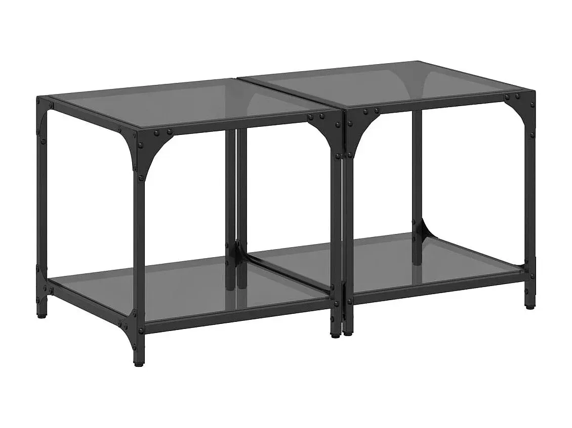 Moderner Sofatisch im 2er-Set mit Glasplatte