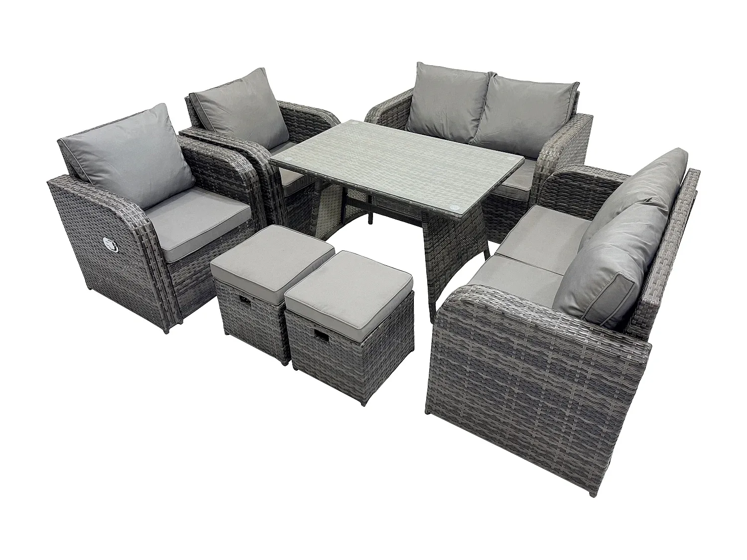 Gartenmöbel Set mit Esstisch und Hockern, Dunkelgrau