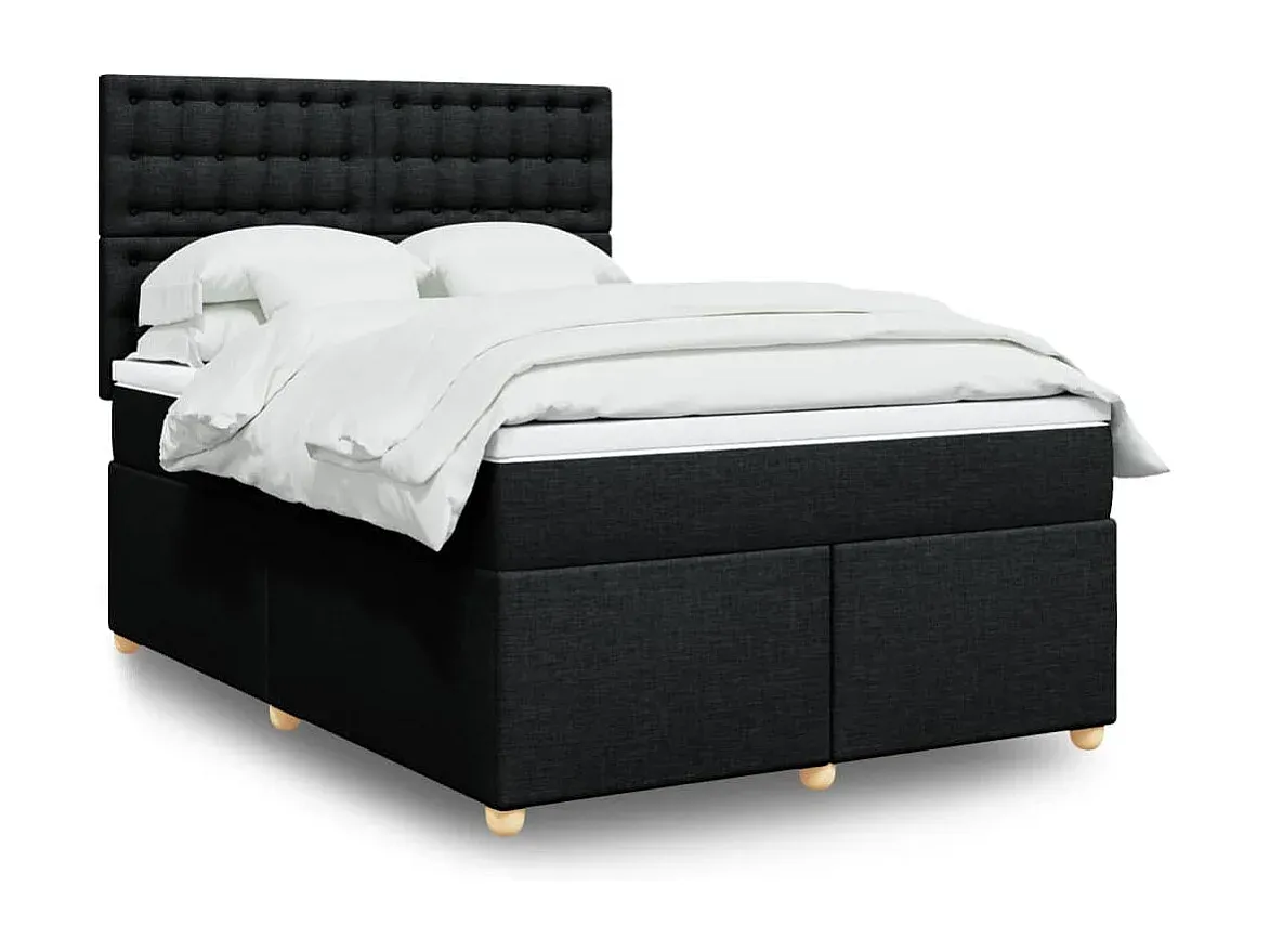 Schwarzes Boxspringbett mit Matratze 140x200 cm