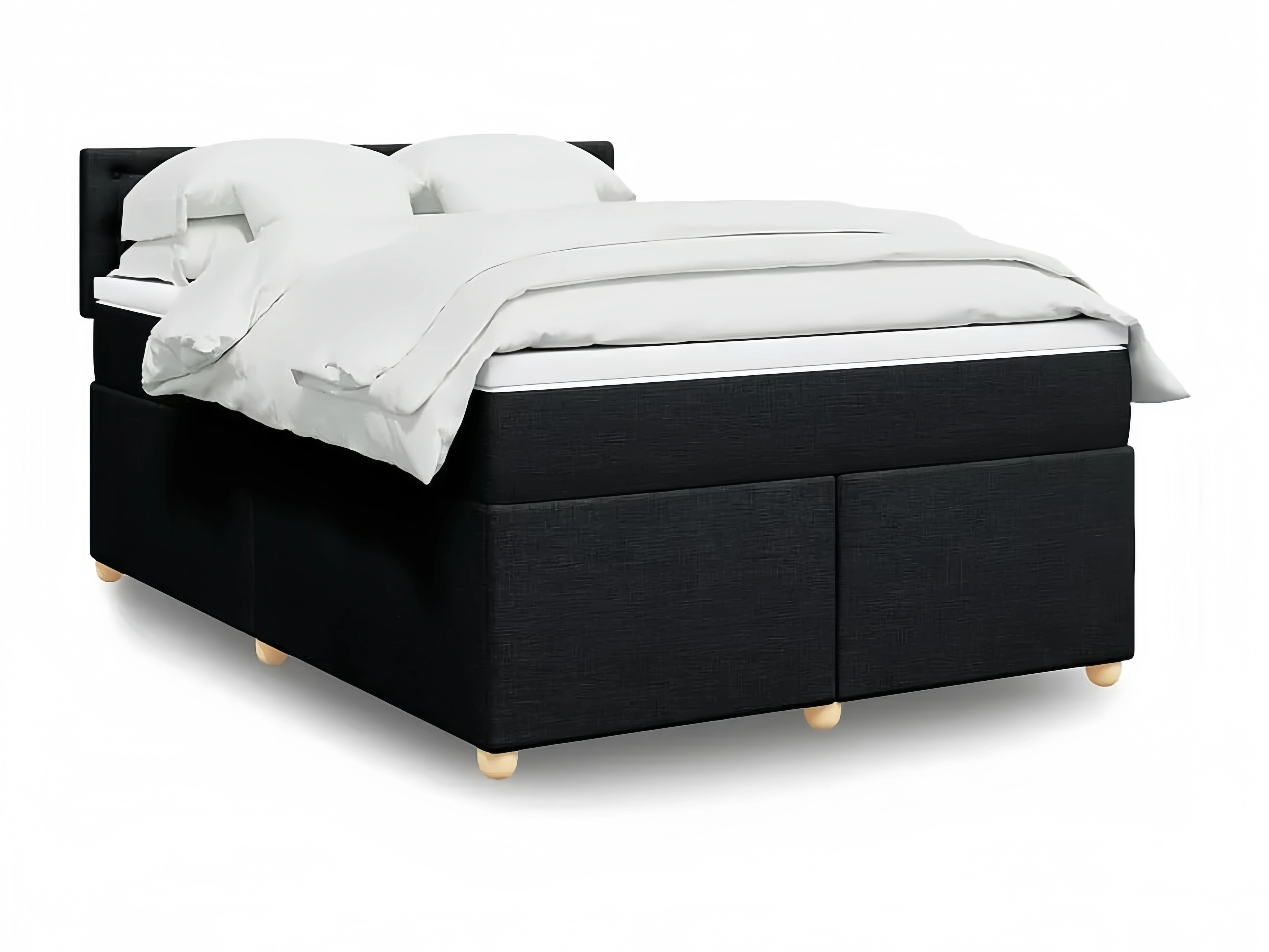 Bequemes Boxspringbett mit Stoffbezug 140x190 cm in Schwarz