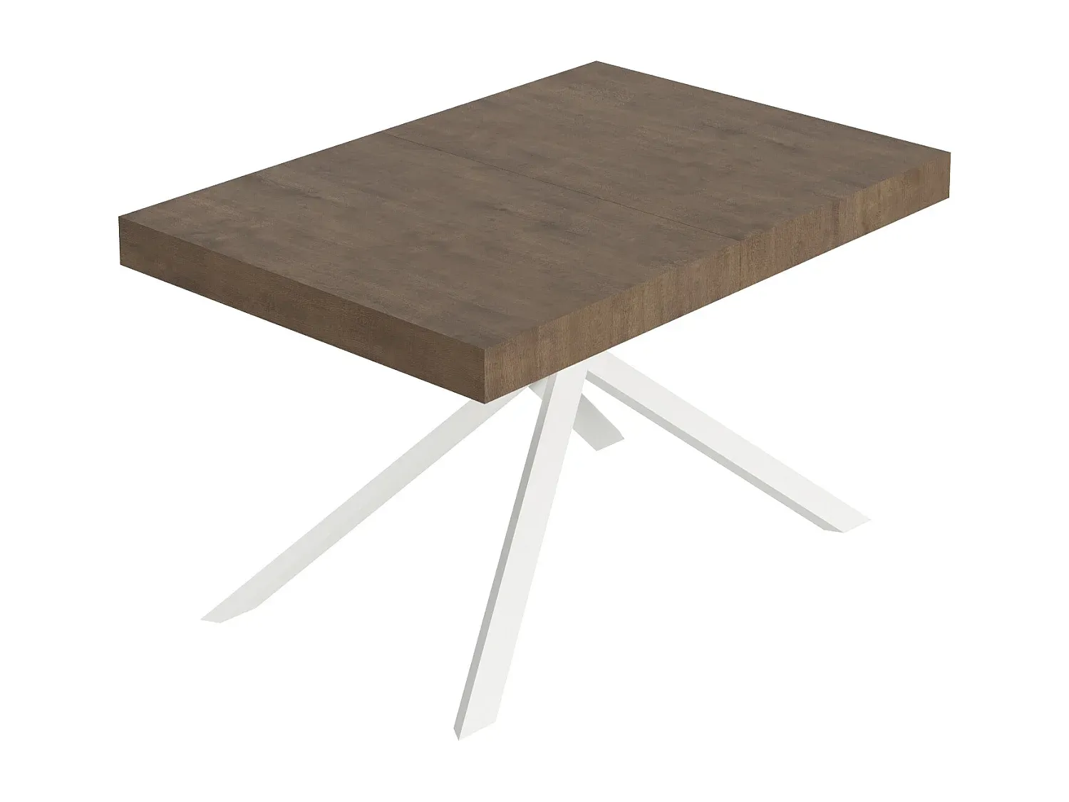 Moderner ausziehbarer Esstisch aus Nussbaum 120/224x90 cm mit weißen Beinen