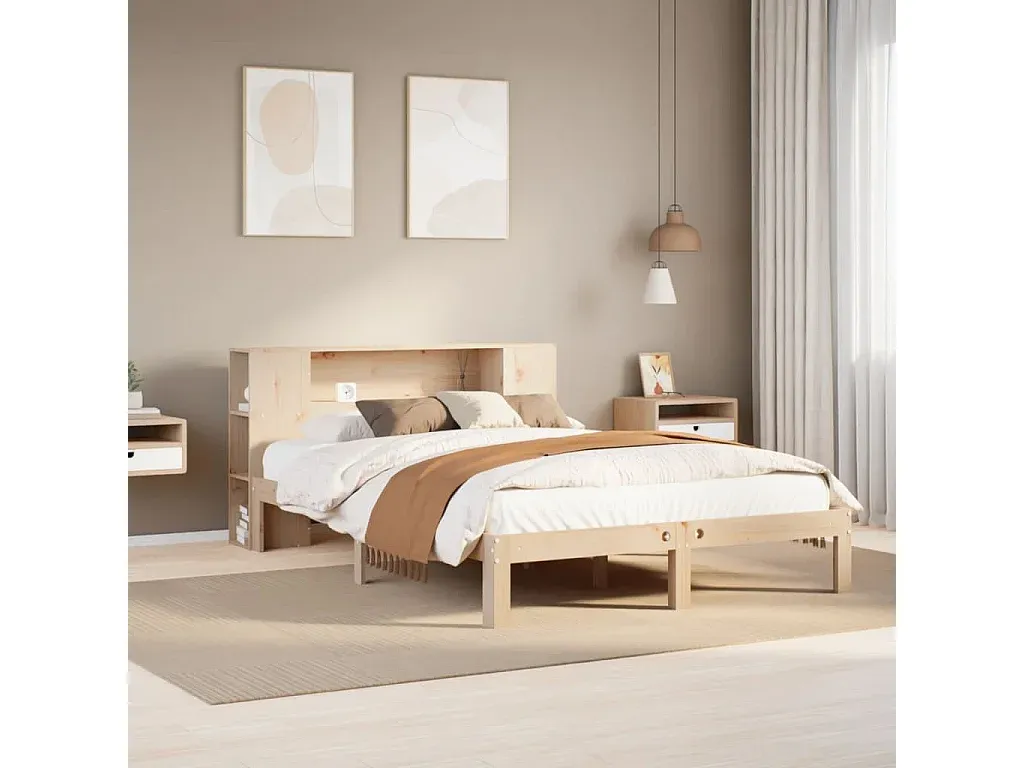 Massivholzbett mit Stauraumfunktion 140x200 cm