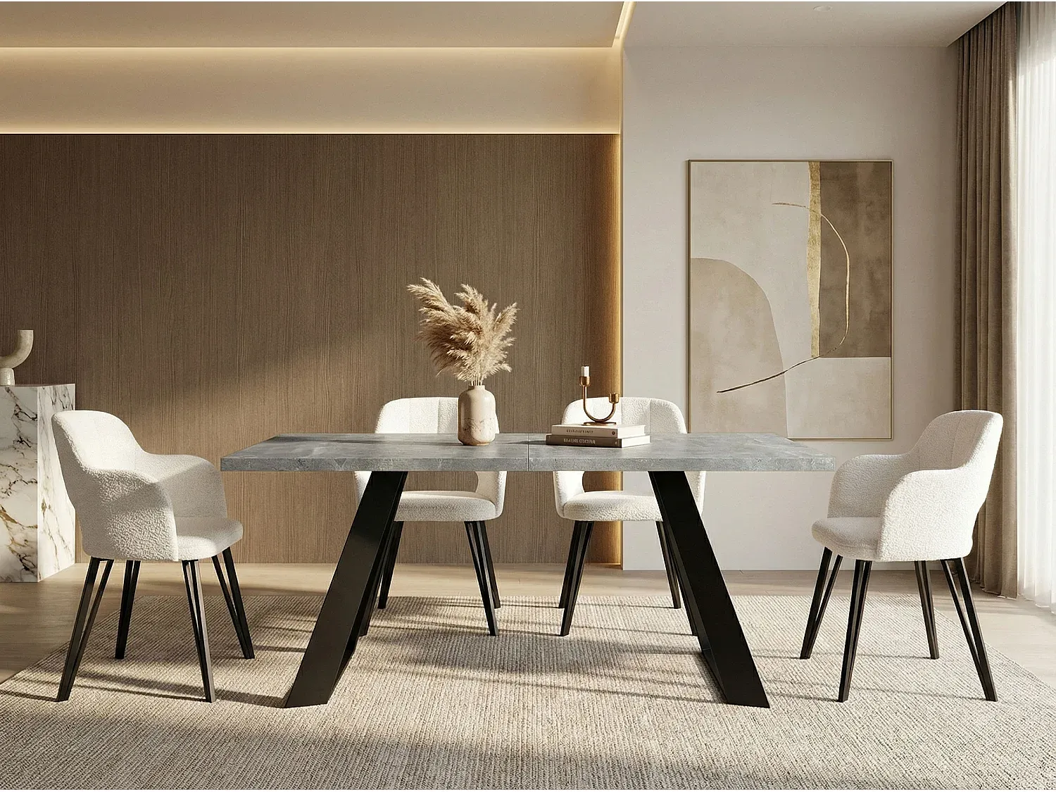 Moderner Esstisch ausziehbar, rechteckig, mit Metallbeinen, 160-260 cm