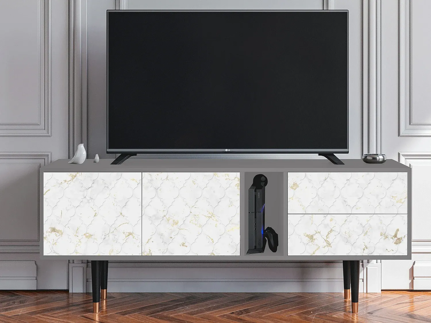 Moderner TV-Schrank in Grau, 170 cm