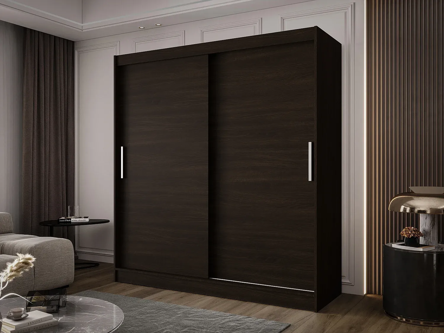 Zweitüriger Kleiderschrank mit Schiebetüren aus Holz