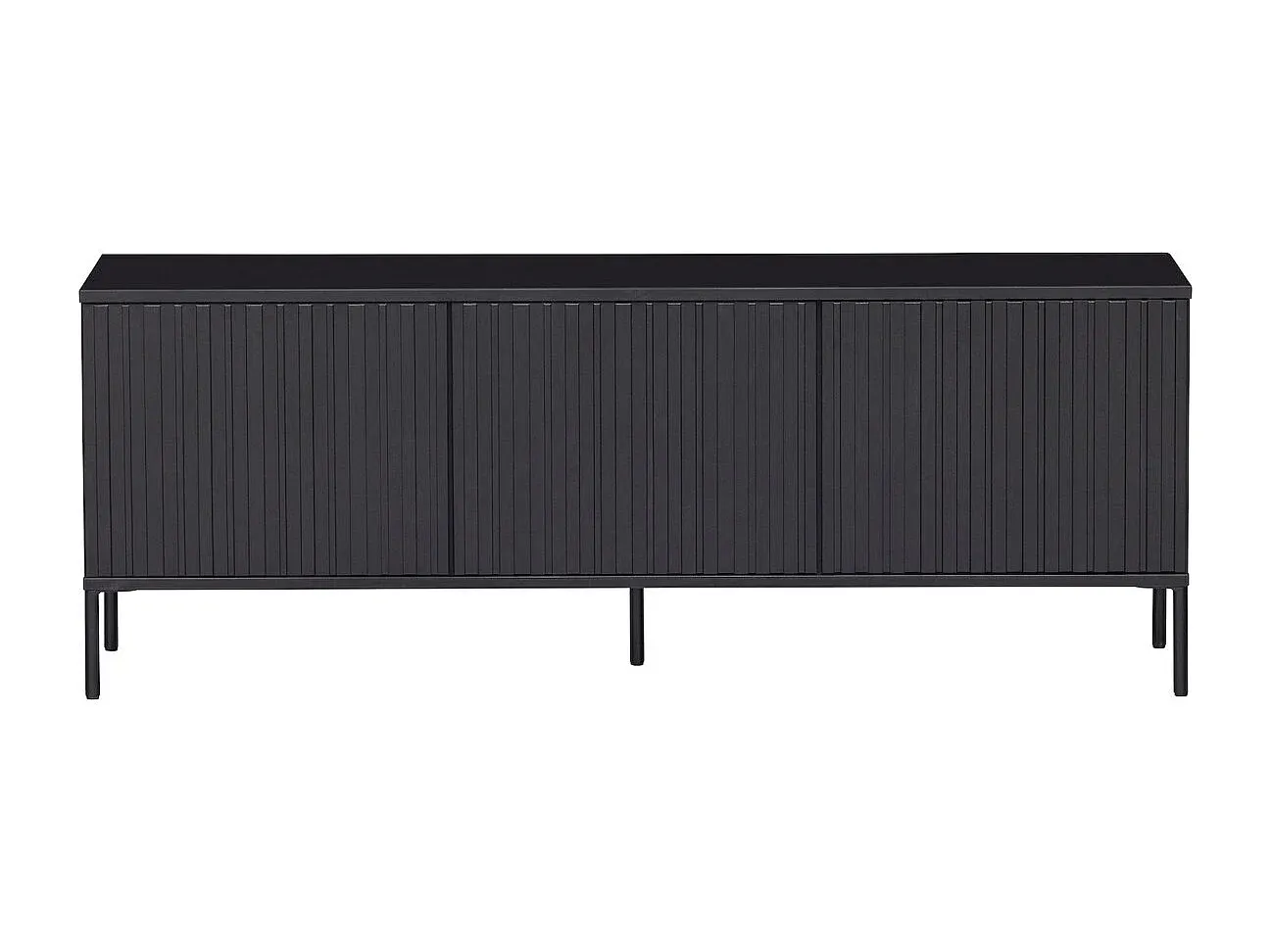 Schwarzes Kiefernholz-Fernsehschrank L150