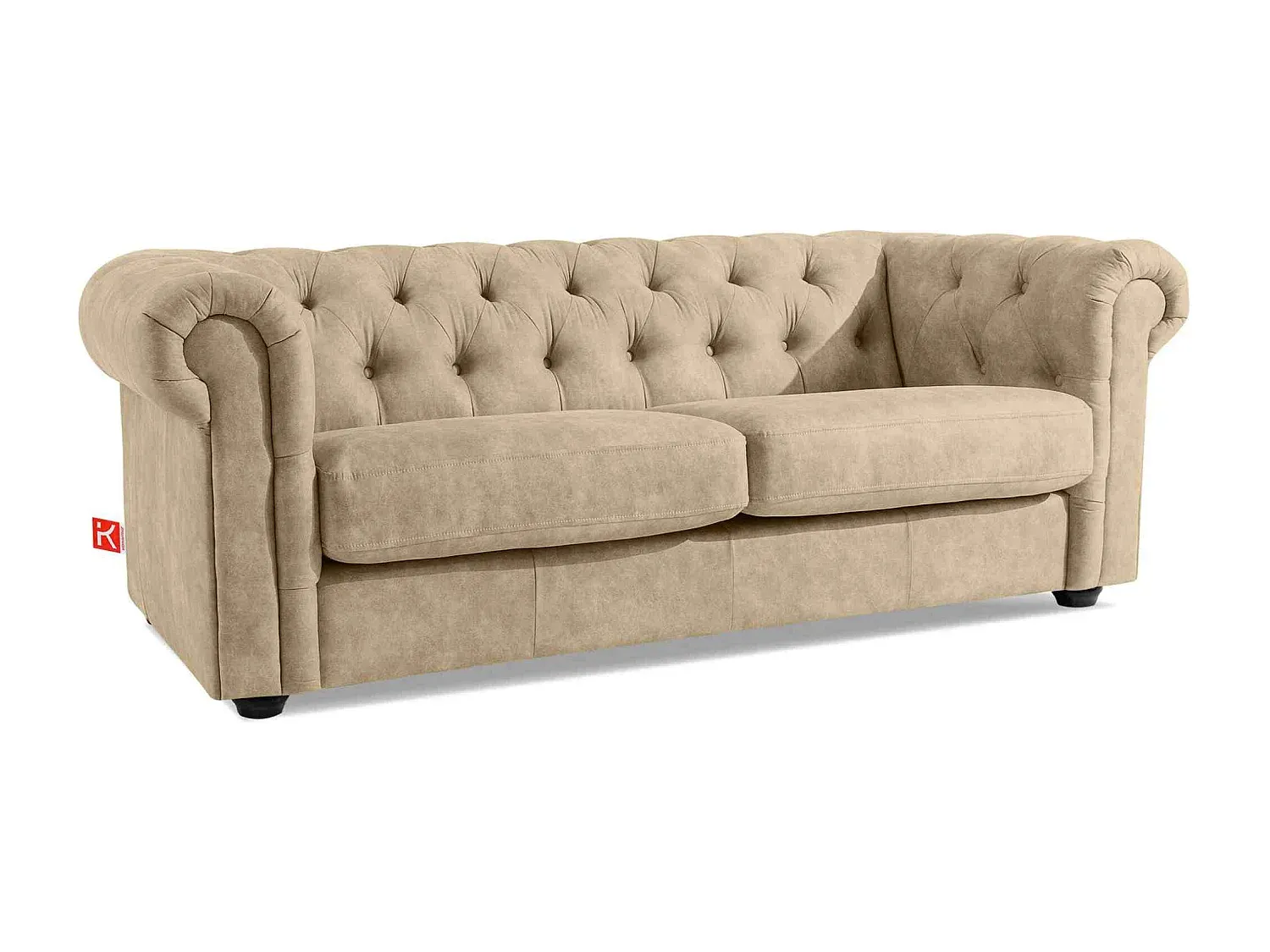 Elegantes 3-Sitzer Sofa aus Kunstleder in Cremeweiß