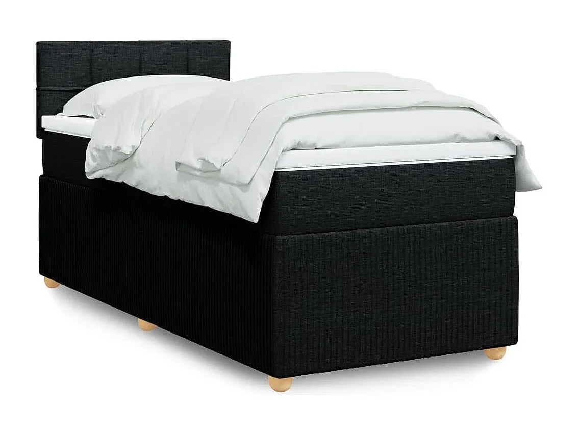 Schwarzes Boxspringbett mit Matratze 100x200 cm