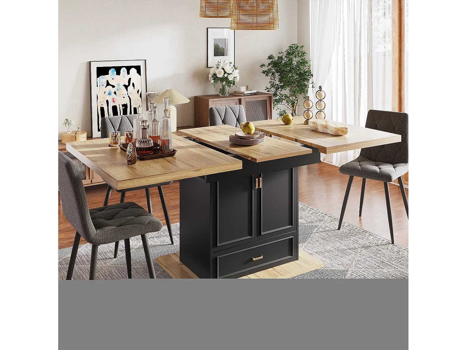 Großer ausziehbarer Esstisch für gemütliche Runden