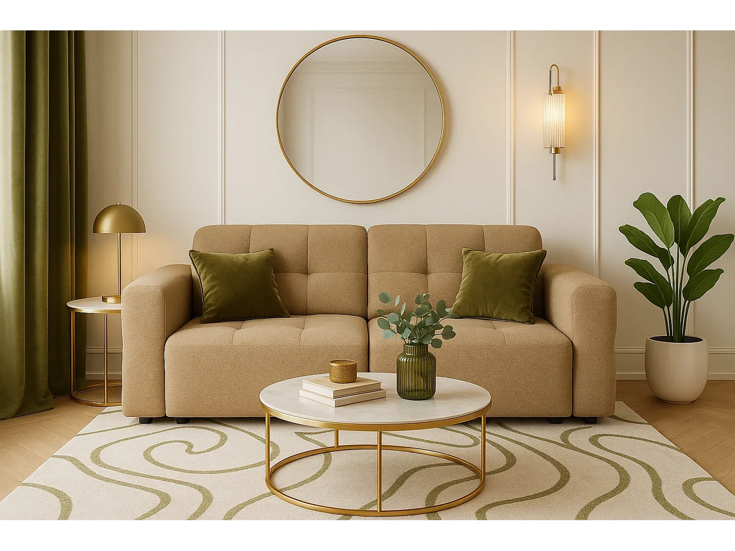 Gemütliches 2-Sitzer Sofa in Hellbraun