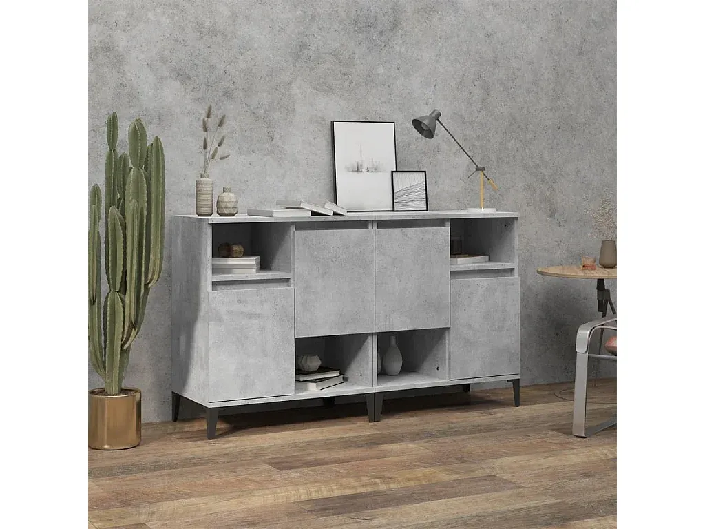 Sideboards im 2er-Set in Betongrau aus Holzwerkstoff