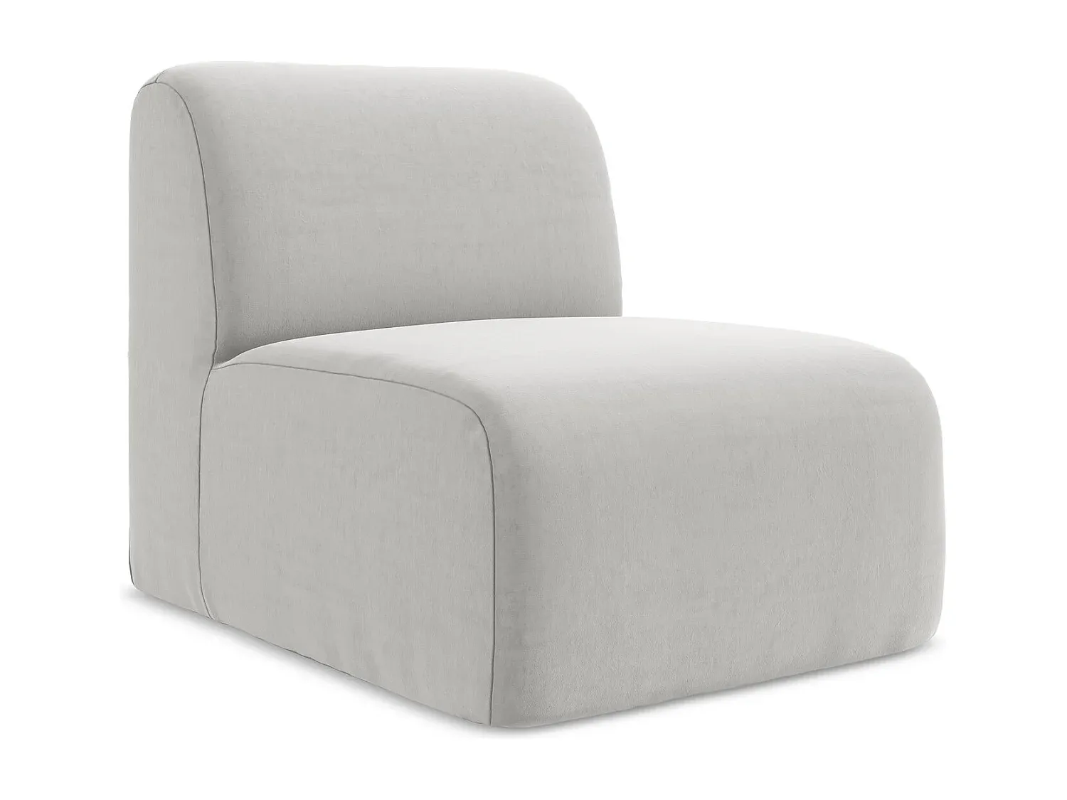 Elegantes Mittelsofa aus Samt in Silber