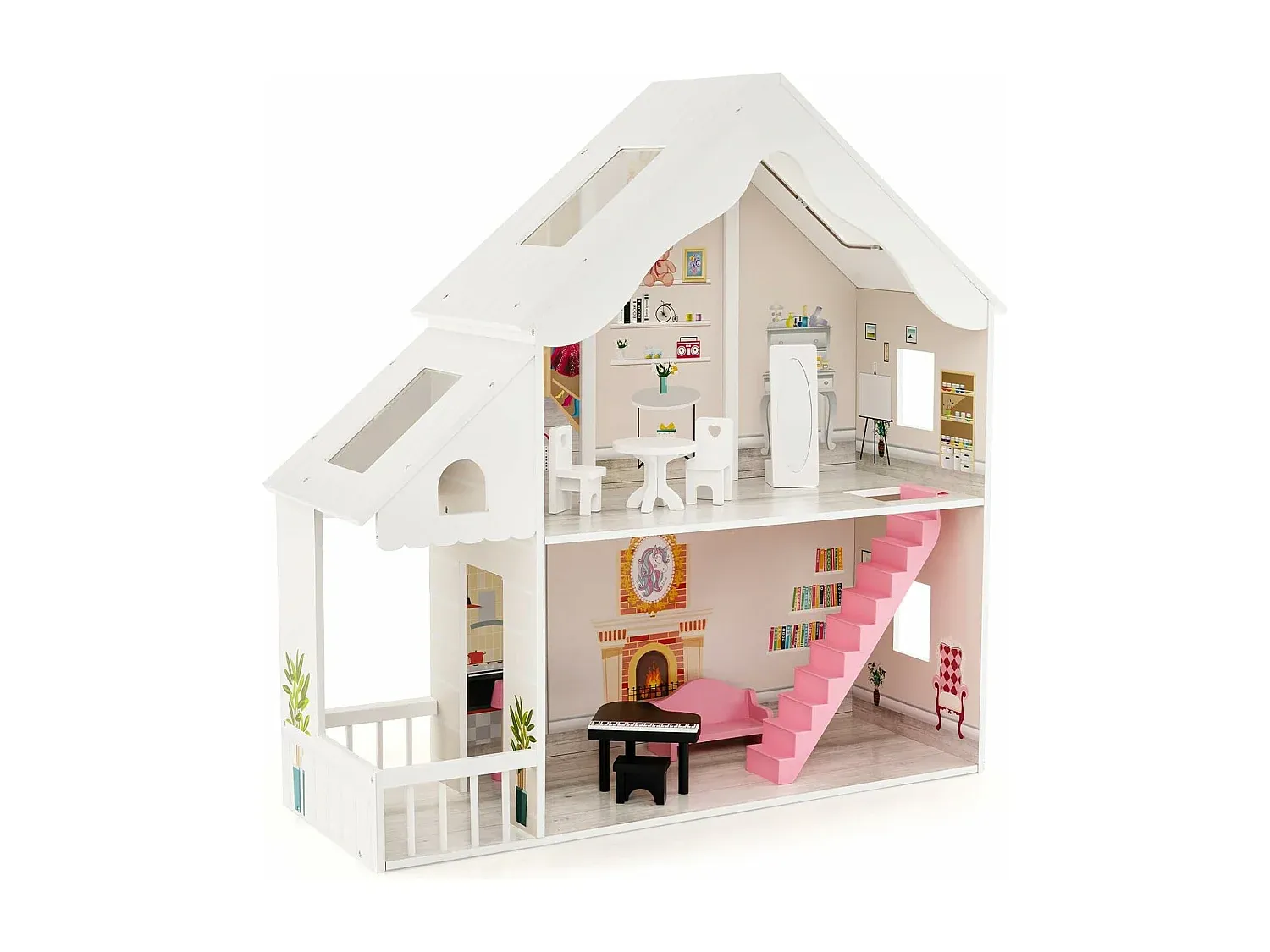 Klassisches Holzpuppenhaus für Kinder