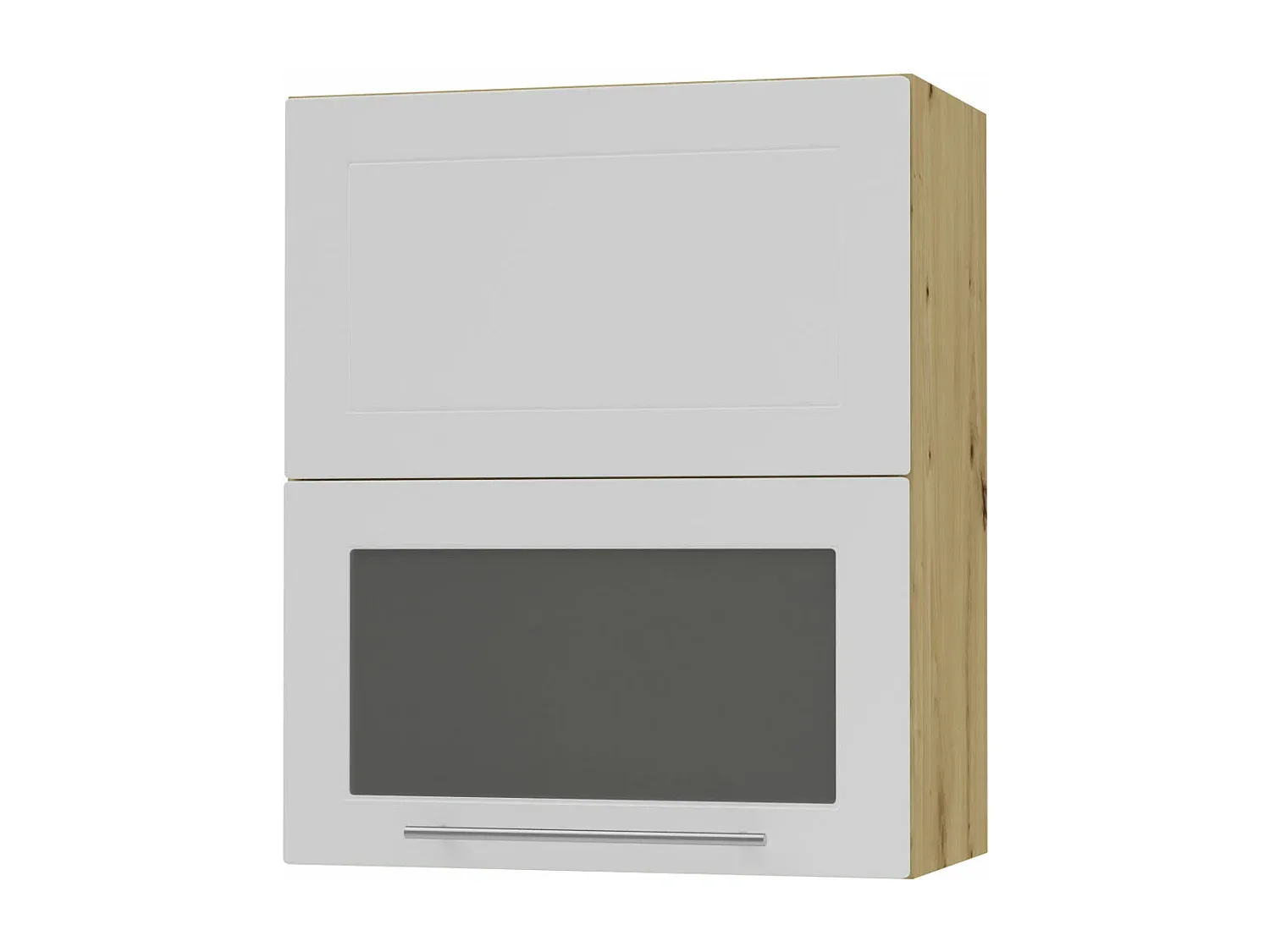 Hängeschrank für Küche, Weiß Matt, Eiche Dekor, 60cm