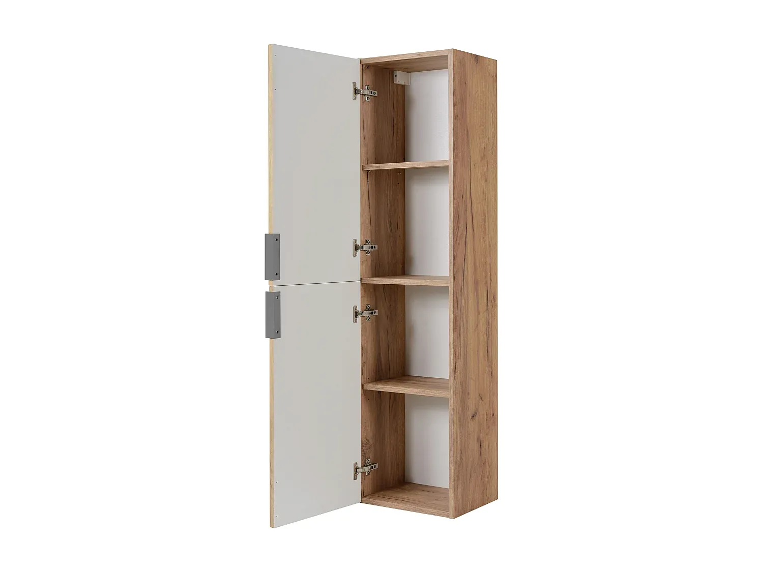 Hochschrank für Badezimmer, Eichenoptik mit silbernem Griff, 25 x 35 x 136 cm