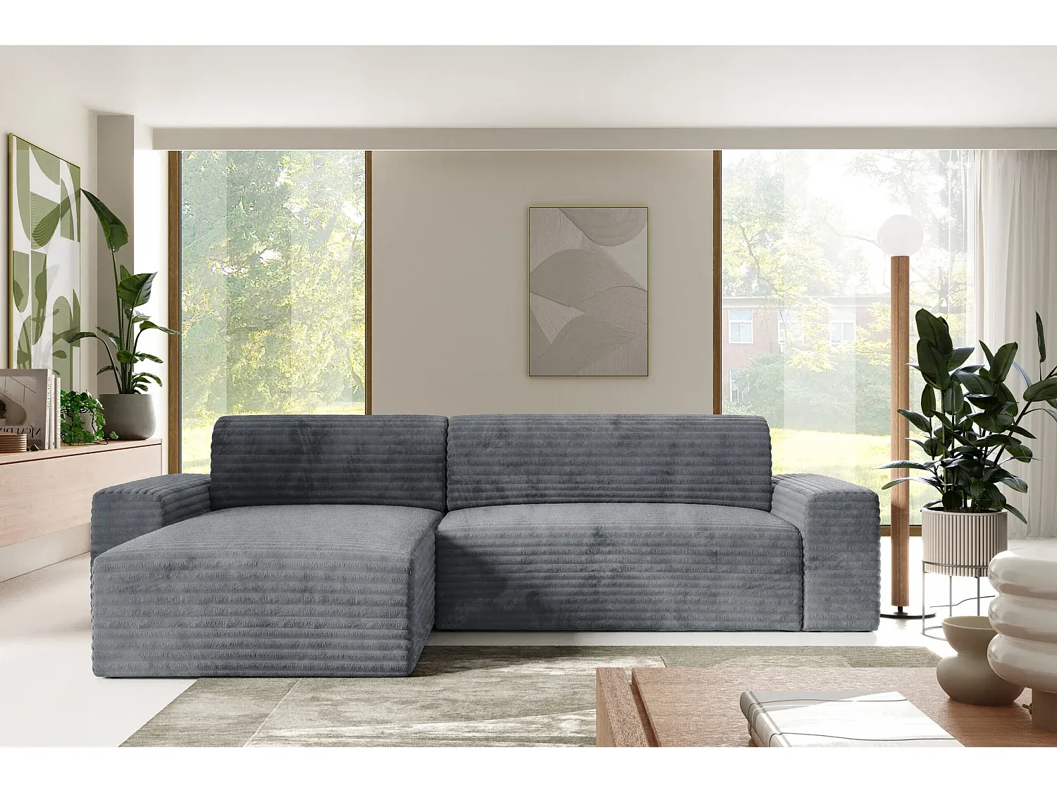 Modulares Ecksofa mit Schlaffunktion in Grau