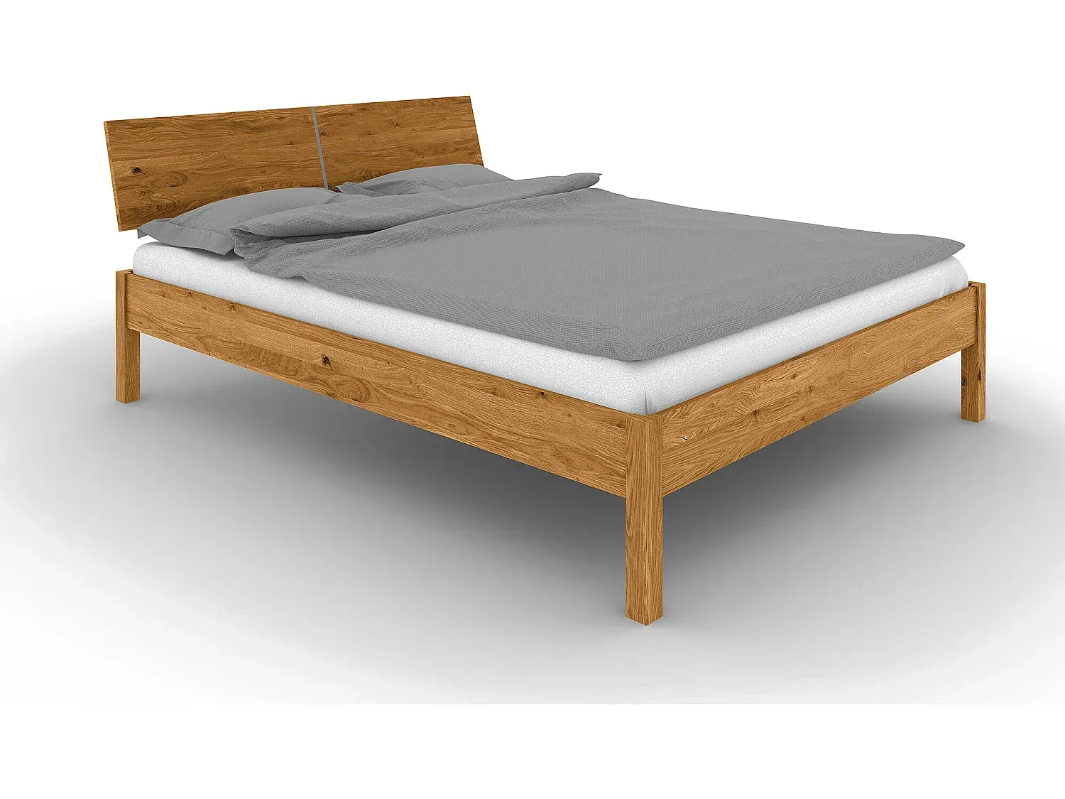 Doppelbett aus Wildeiche mit natürlichem Kopfteil 180x200