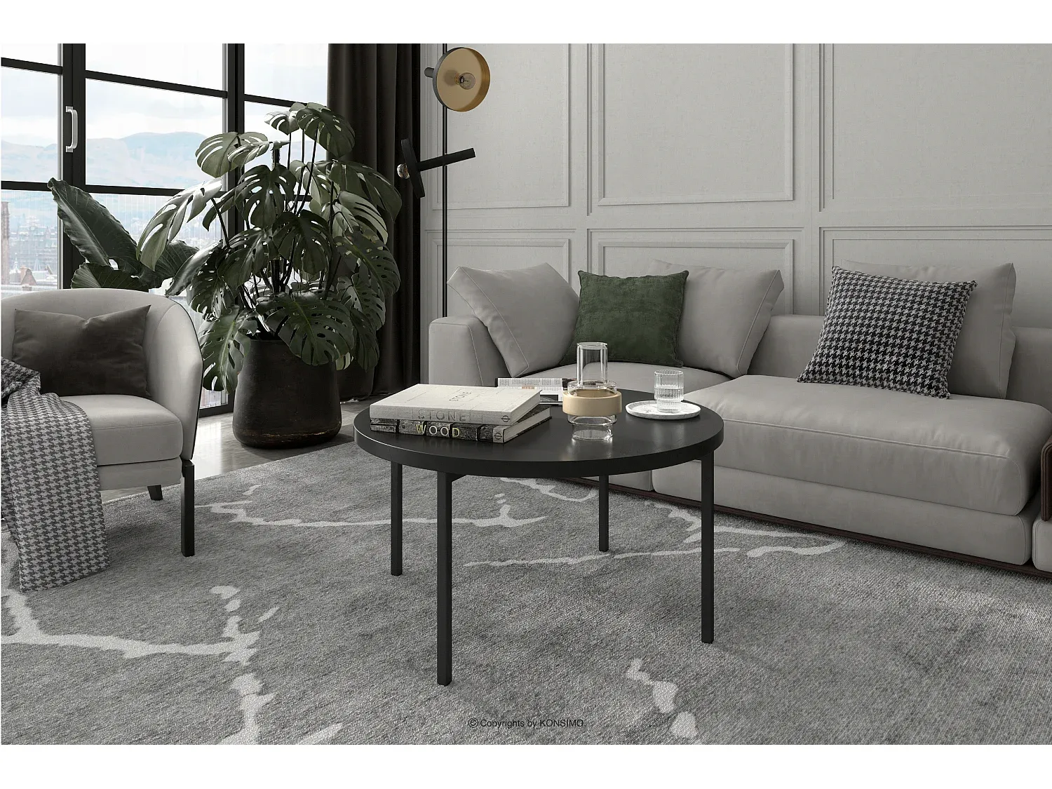 Moderner Schwarzer Wohnzimmertisch aus Spanplatte