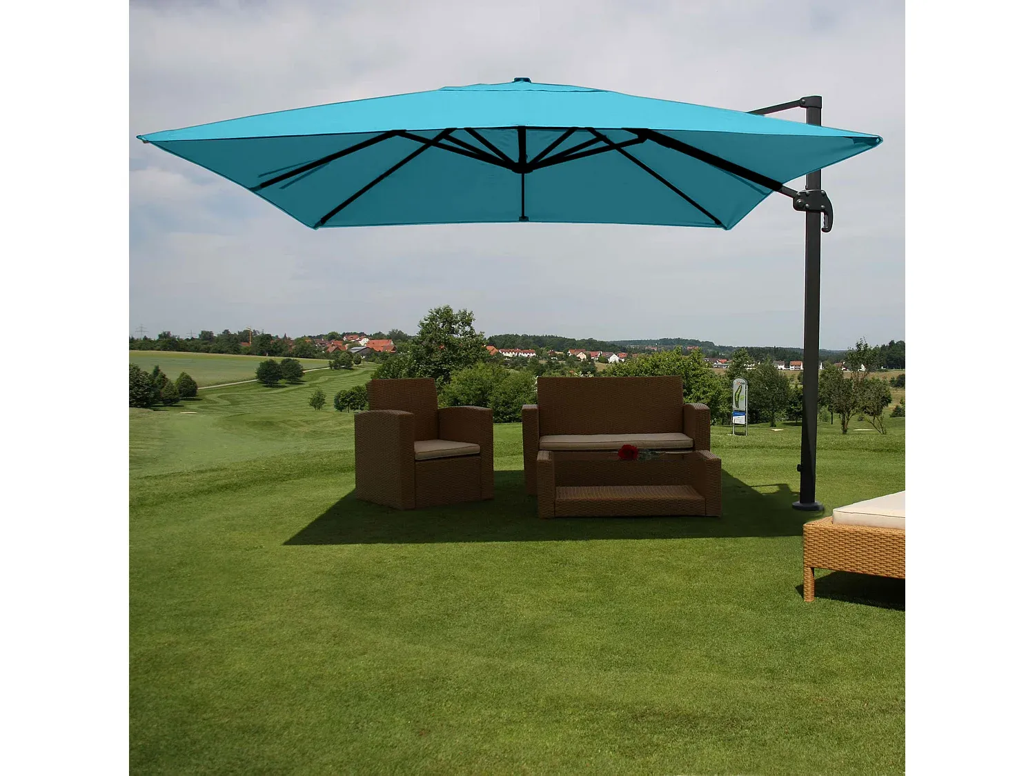 Großer Terrassenschirm, 3,5x3,5m, Türkis