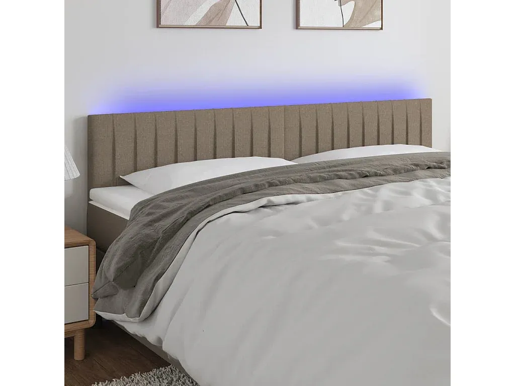 Stoff-Kopfteil in Taupe 180x5x78/88 cm mit LED