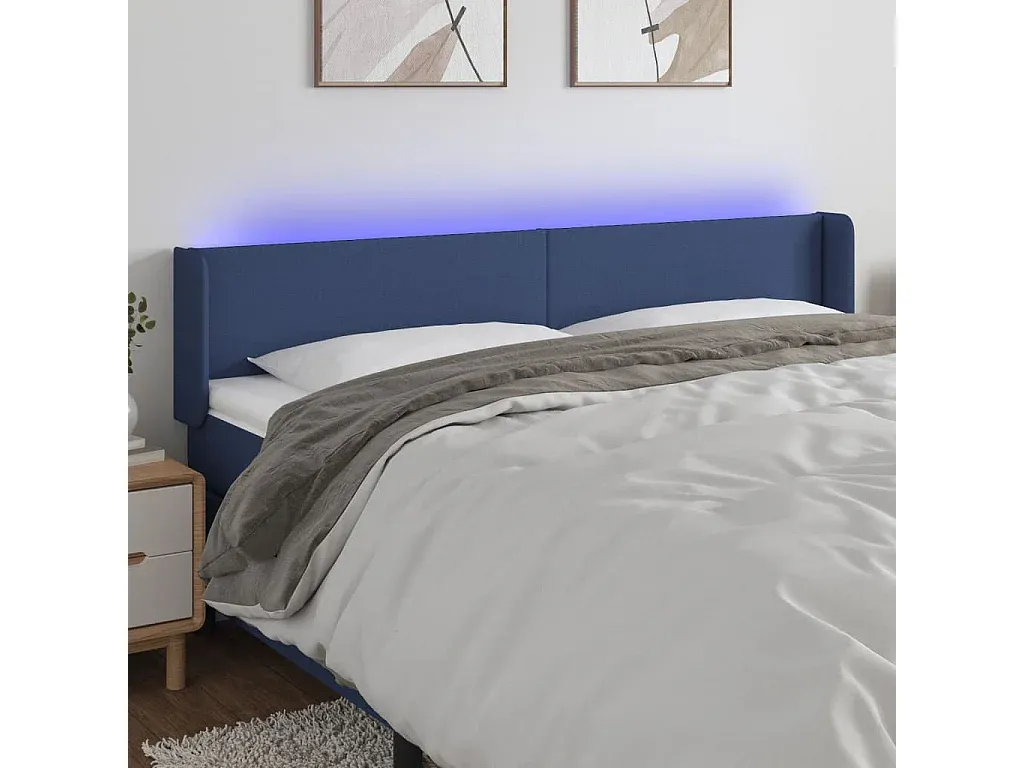 Verstellbares Kopfteil mit LED in Blau, Stoff 183x16x78/88 cm