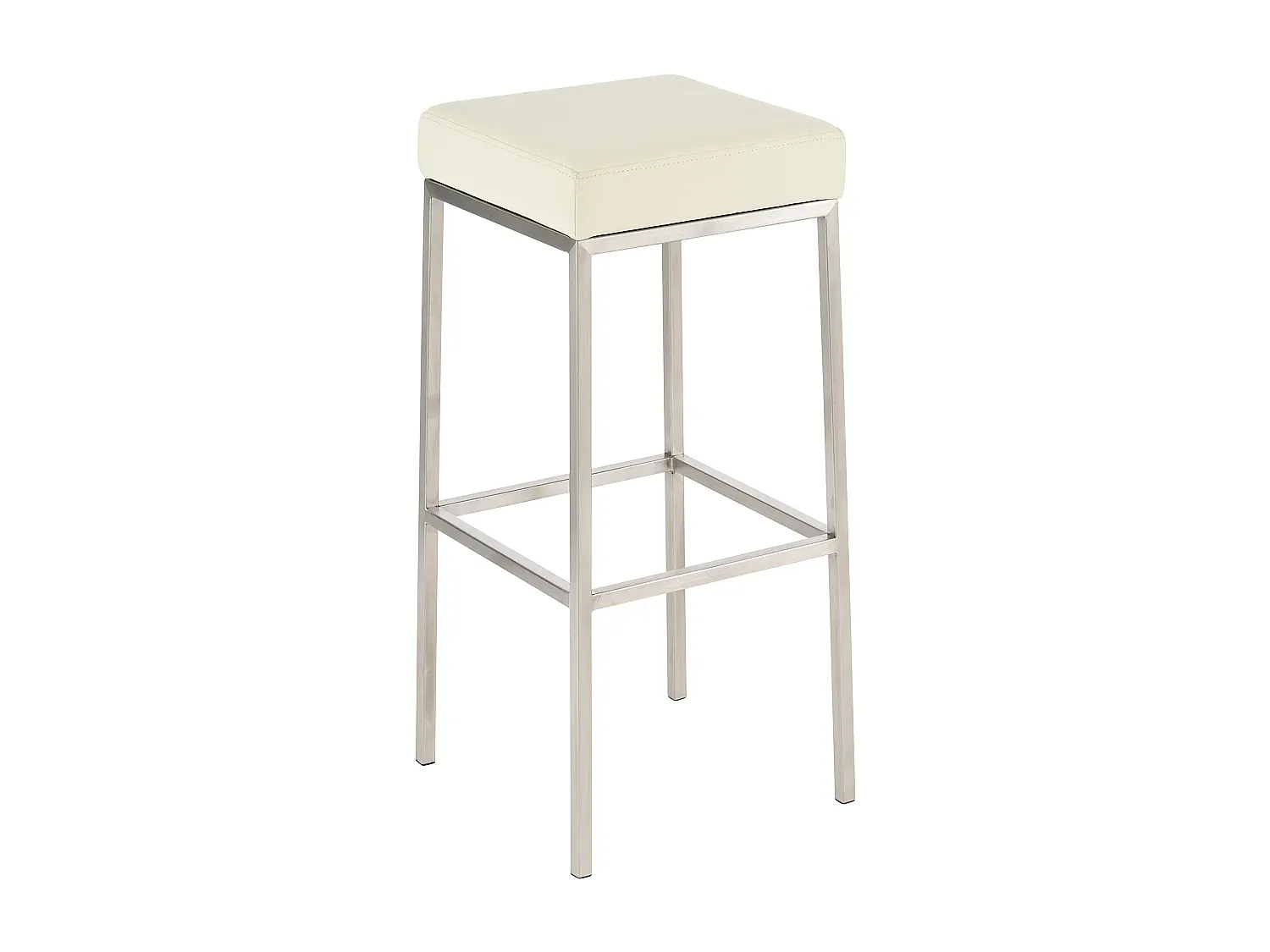 Moderner Barhocker aus Kunstleder und Edelstahl in Cremefarbe