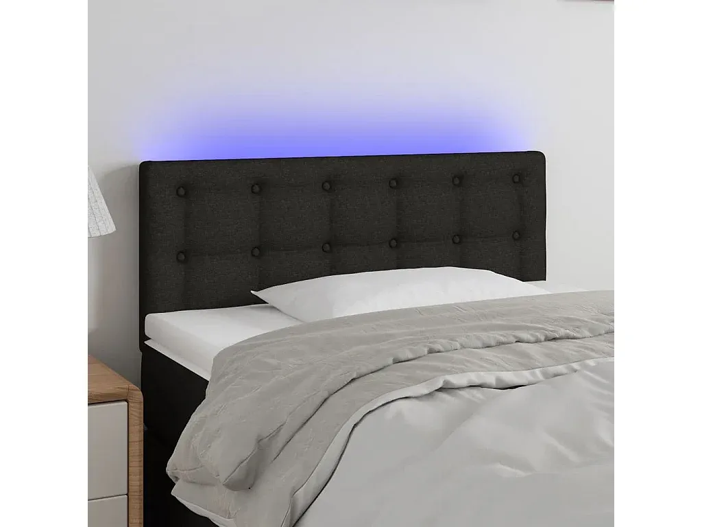 Verstellbares LED-Kopfteil für Bett, Schwarz, Stoff, 100x5x78/88 cm