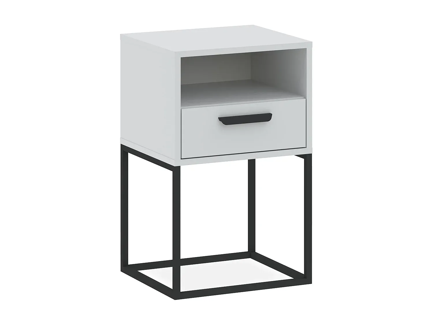 Moderner Nachttisch in Weiß, 39x65x40 cm, perfekt für Schlafzimmer