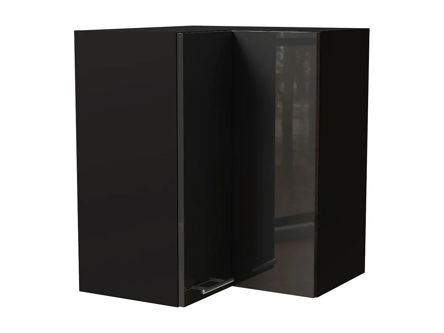 Wandhängeschrank Küche in Hochglanz Graphit und Schwarz