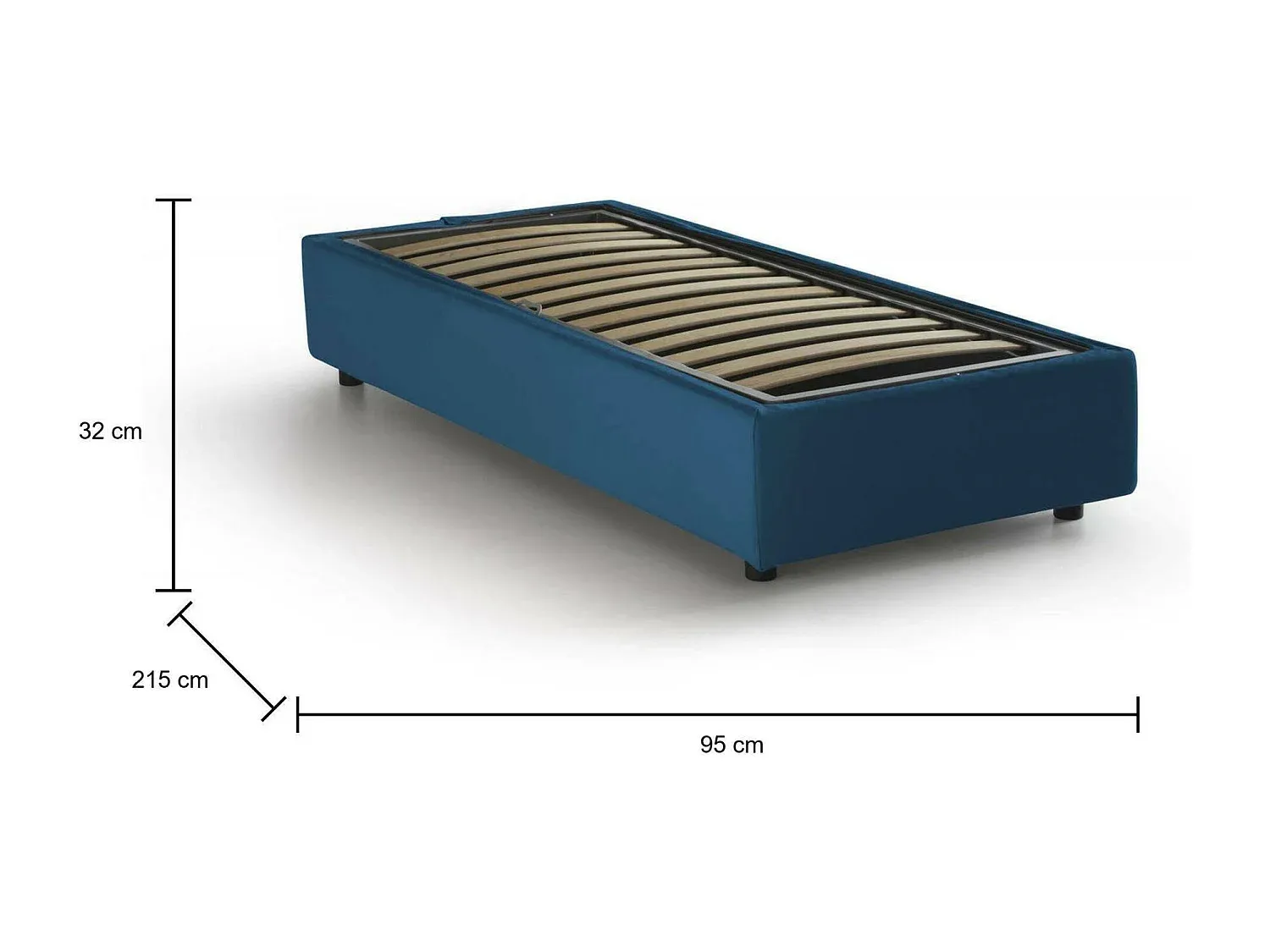 Einzelbett mit Containerfunktion und Frontöffnung für Matratze 80x200 cm in Blau