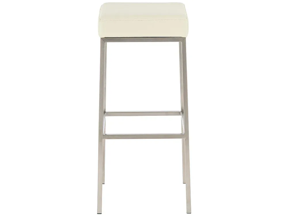 Moderner Barhocker aus Kunstleder und Edelstahl in Cremefarbe