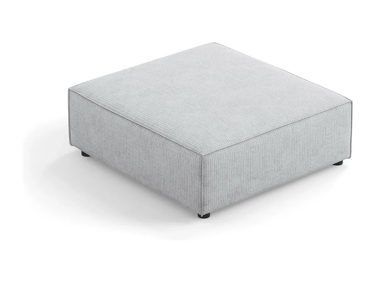 Chenille-Stoff Pouf mit Rippeneffekt in Hellgrau - 102x80x40cm