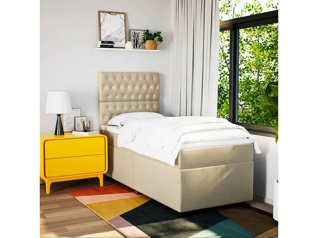 Komfortables Polsterbett in Creme 80x200 cm