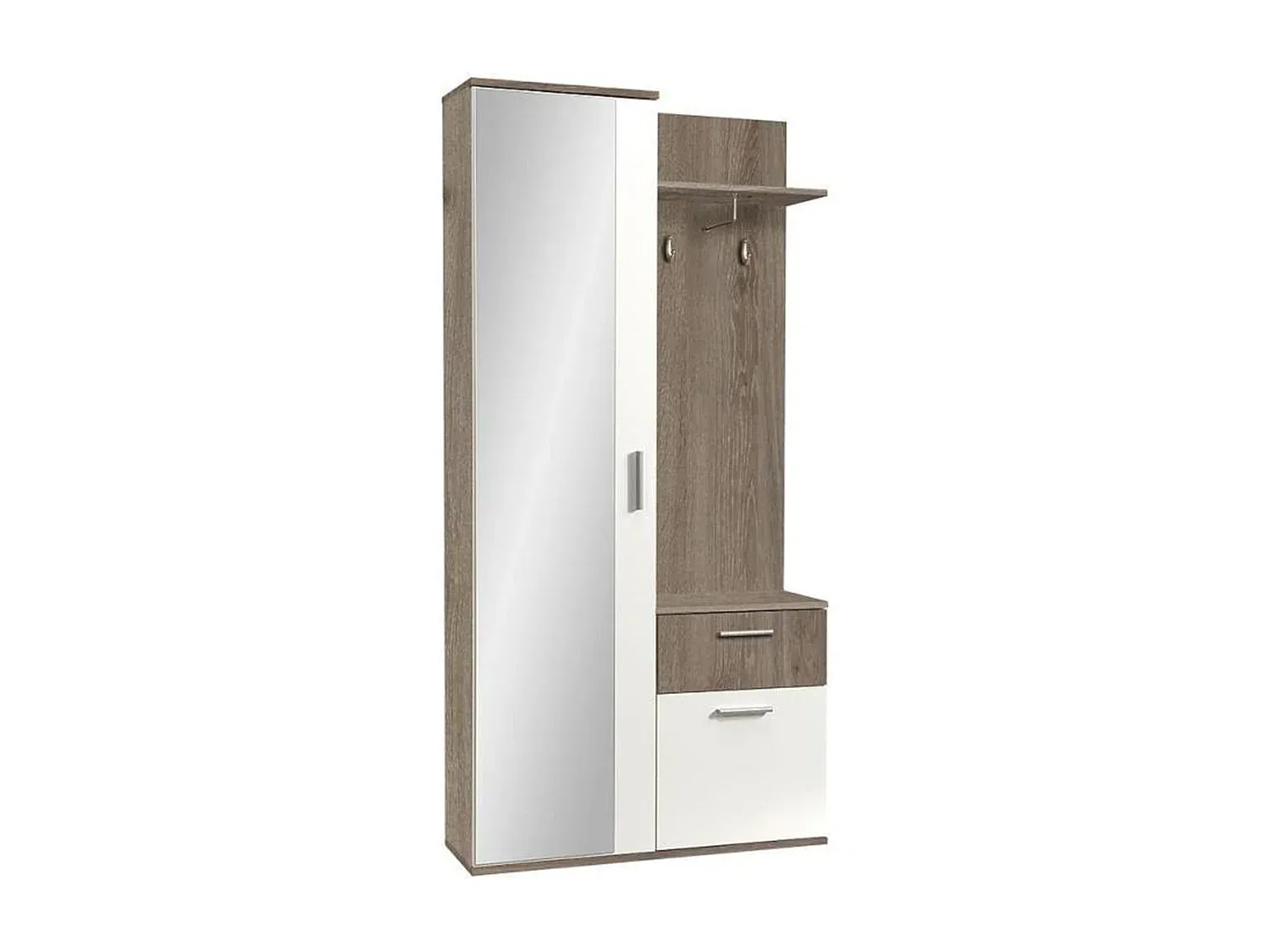 Kompaktes Garderobenset in Trüffeleiche/Alpinweiß