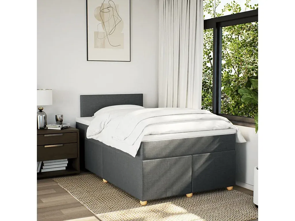 Komfortables Boxspringbett 120x190 cm in Dunkelgrau