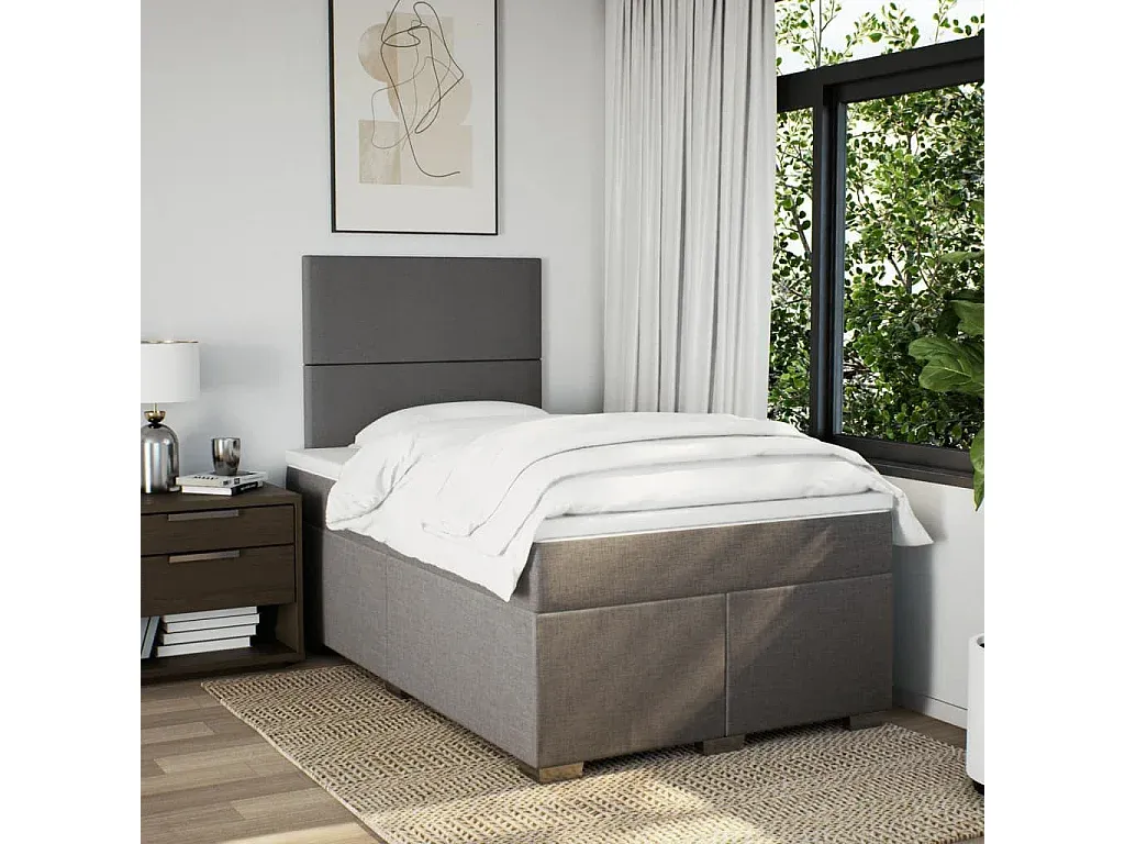 Komfortables Boxspringbett in Taupe 120x200 cm