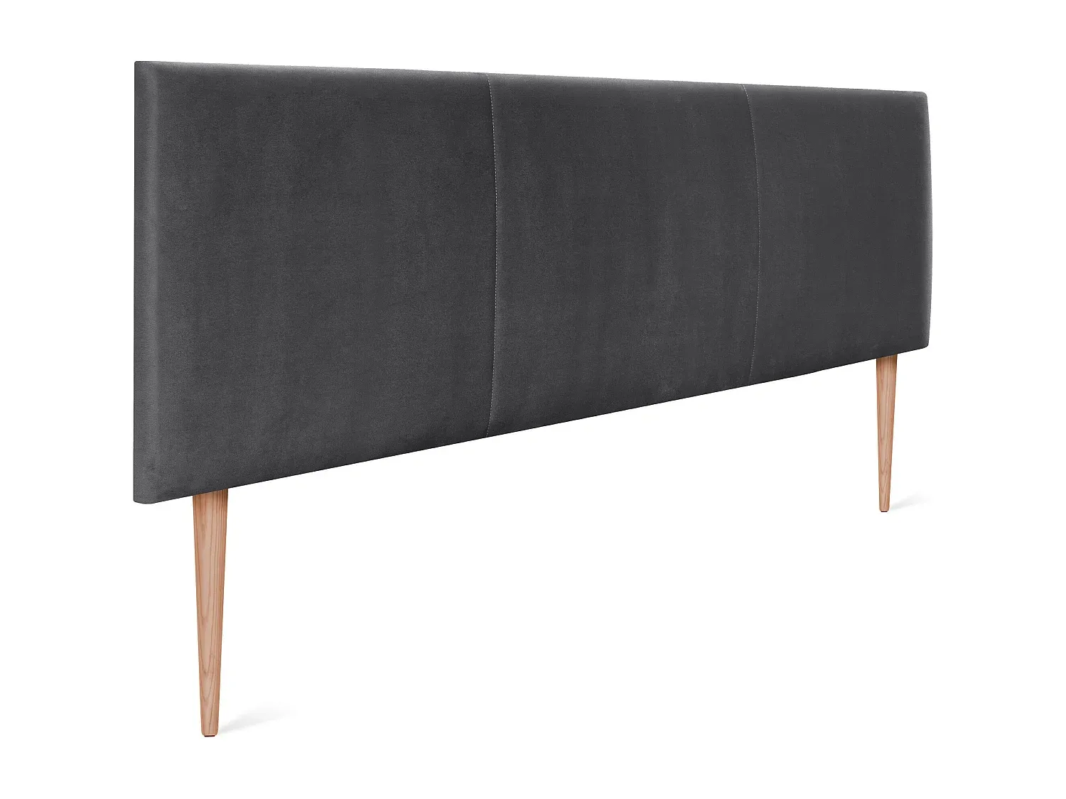 Glatte Samt-Kopfstütze mit drei Paneelen 150x105cm - Dunkelgrau