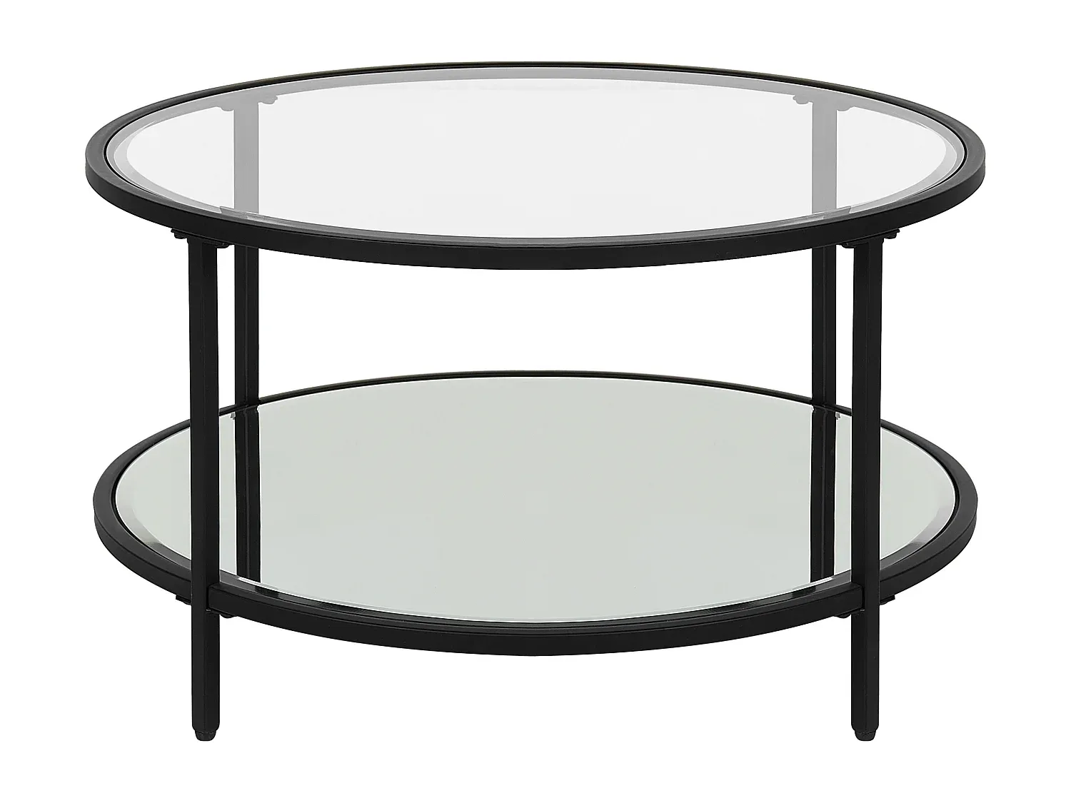 Runder Couchtisch aus Glas und Metall in Schwarz, Ø 70 cm