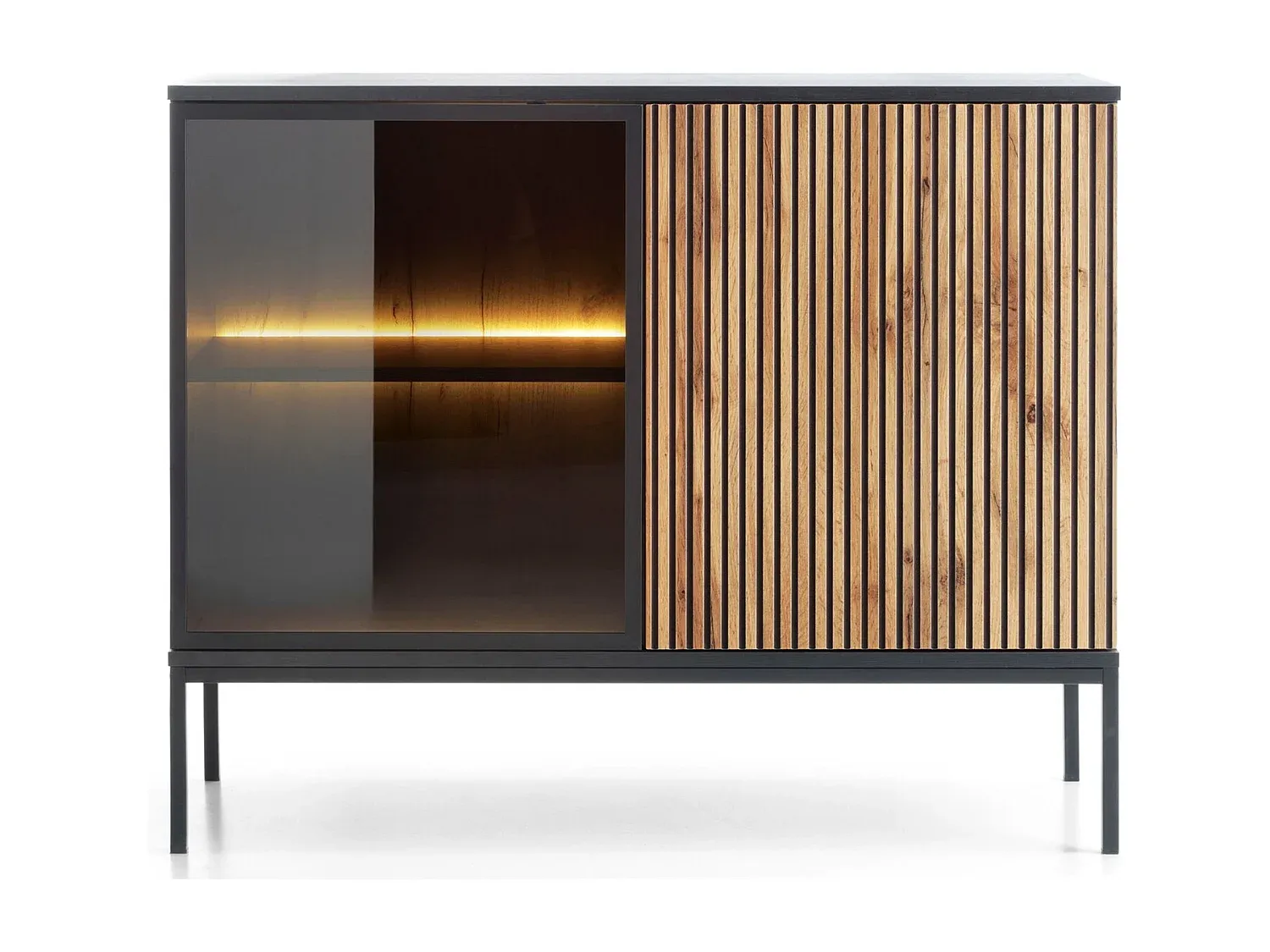 Moderne Kommode mit LED-Licht und Lamellen