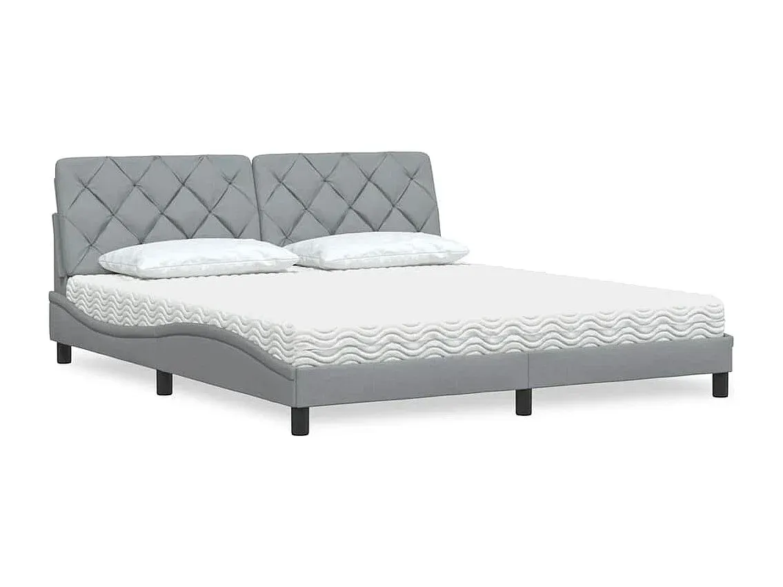 Komfortables Doppelbett mit Matratze 180x200 cm Stoff Hellgrau
