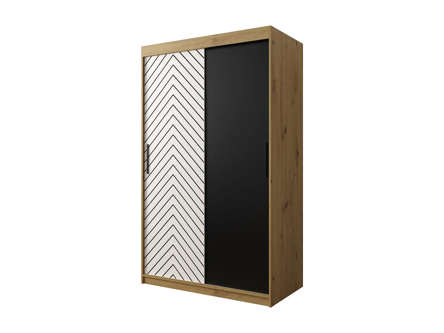 2-türiger Schwebetürenschrank 200x120x62 cm in Holzoptik Weiß