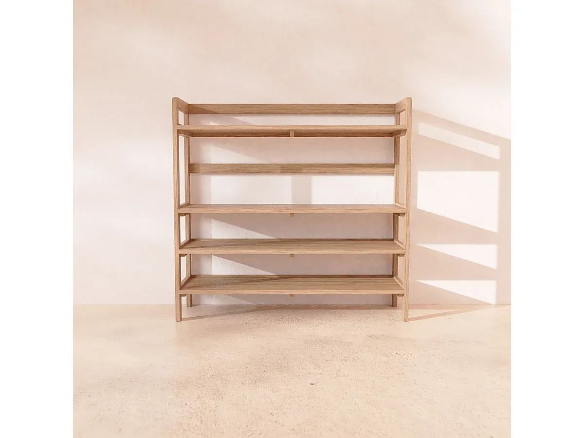 Massives Eichenholz-Bücherregal mit Ablagen 110x105 cm