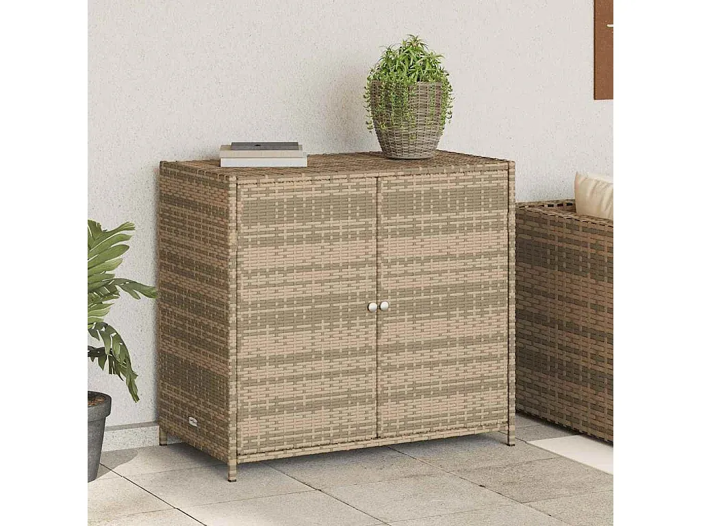 Poly-Rattan Gartenschrank Beige 83x45x76 cm