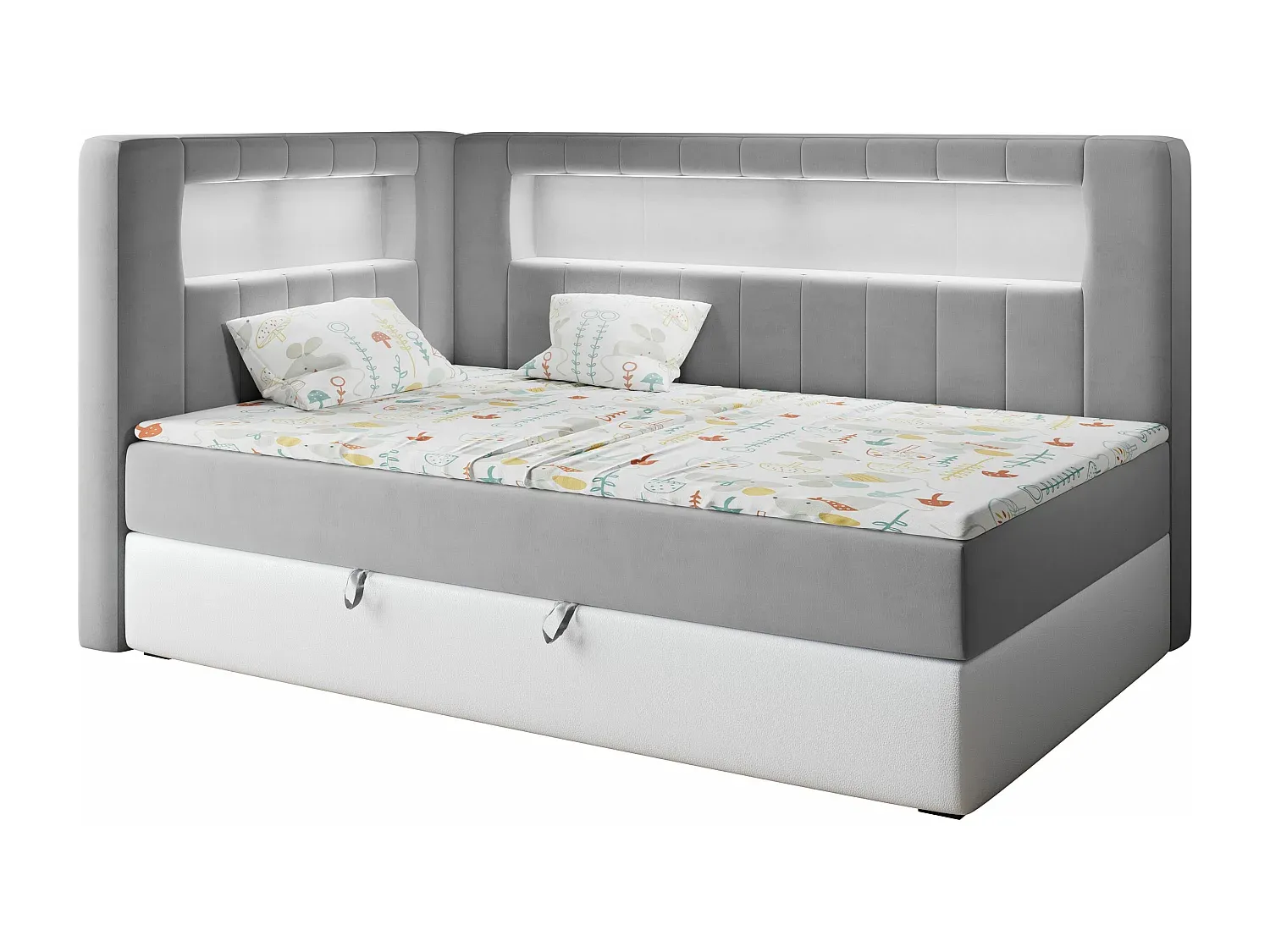 Kinderbett mit Matratze und LED-Beleuchtung, 90x200 cm, inklusive Bettkasten