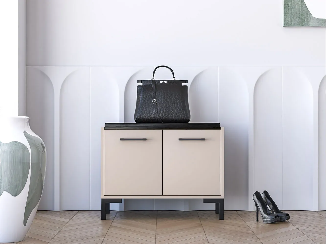 Moderne Sitzbank in Cashmere, 70x34x54 cm