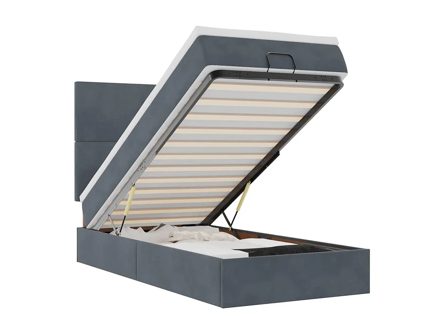 Modernes Polsterbett mit Aufbewahrung in Dunkelgrau 90x190 cm